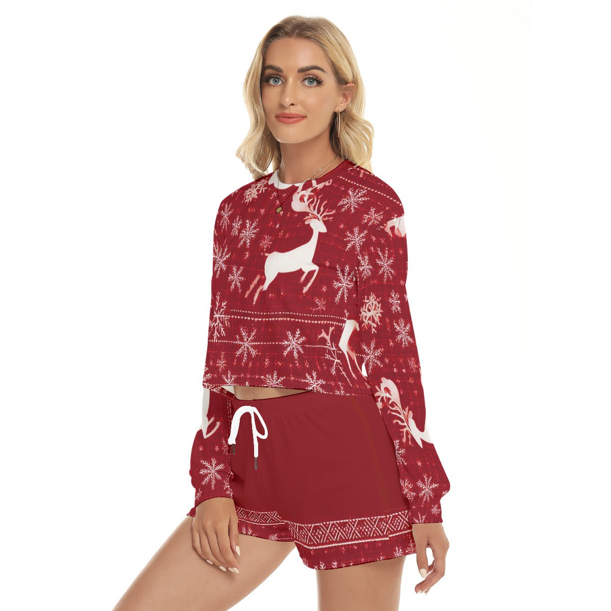 Women's Christmas Cropped Sweatshirt And Shorts Set. Christmas Partywear. From WickedYo.